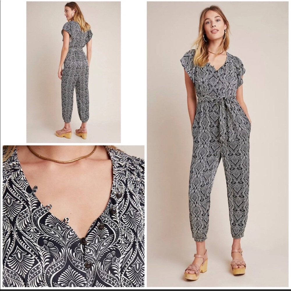 Anthropologie Zadie Satin Jumpsuit 8 petite new nwt